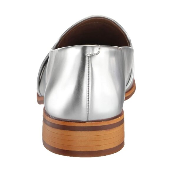 Aerosoles Eden Loafers Flats Low Heel Metallic Silver Comfortable Work Office - Picture 4 of 7